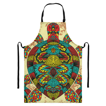 Native Bohemian Sea Turtle Print Bib Apron With Pocket