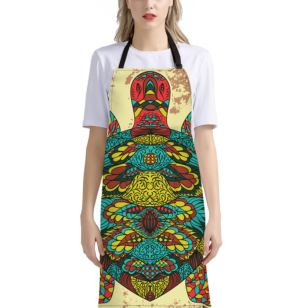 Native Bohemian Sea Turtle Print Bib Apron With Pocket