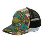 Native Bohemian Sea Turtle Print Black Mesh Trucker Cap