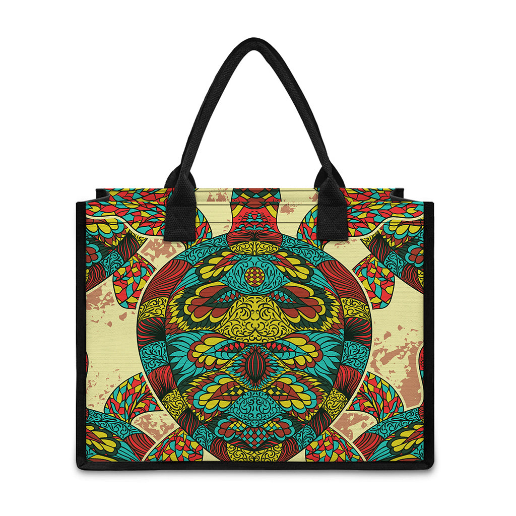 Native Bohemian Sea Turtle Print Canvas Tote Bag