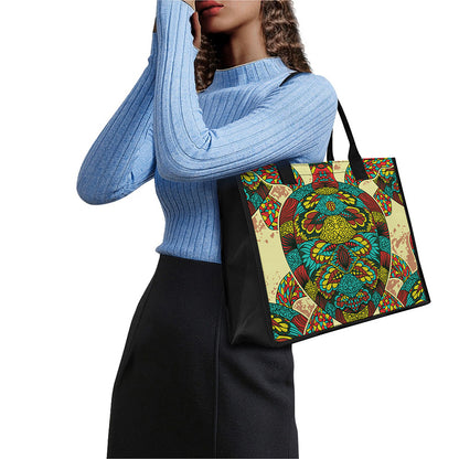 Native Bohemian Sea Turtle Print Canvas Tote Bag