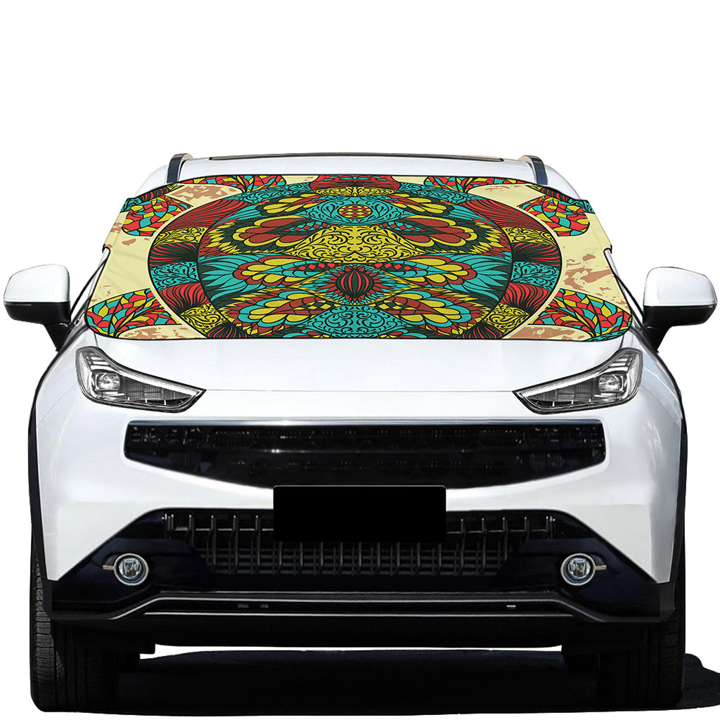 Native Bohemian Sea Turtle Print Car Windshield Snow Cover