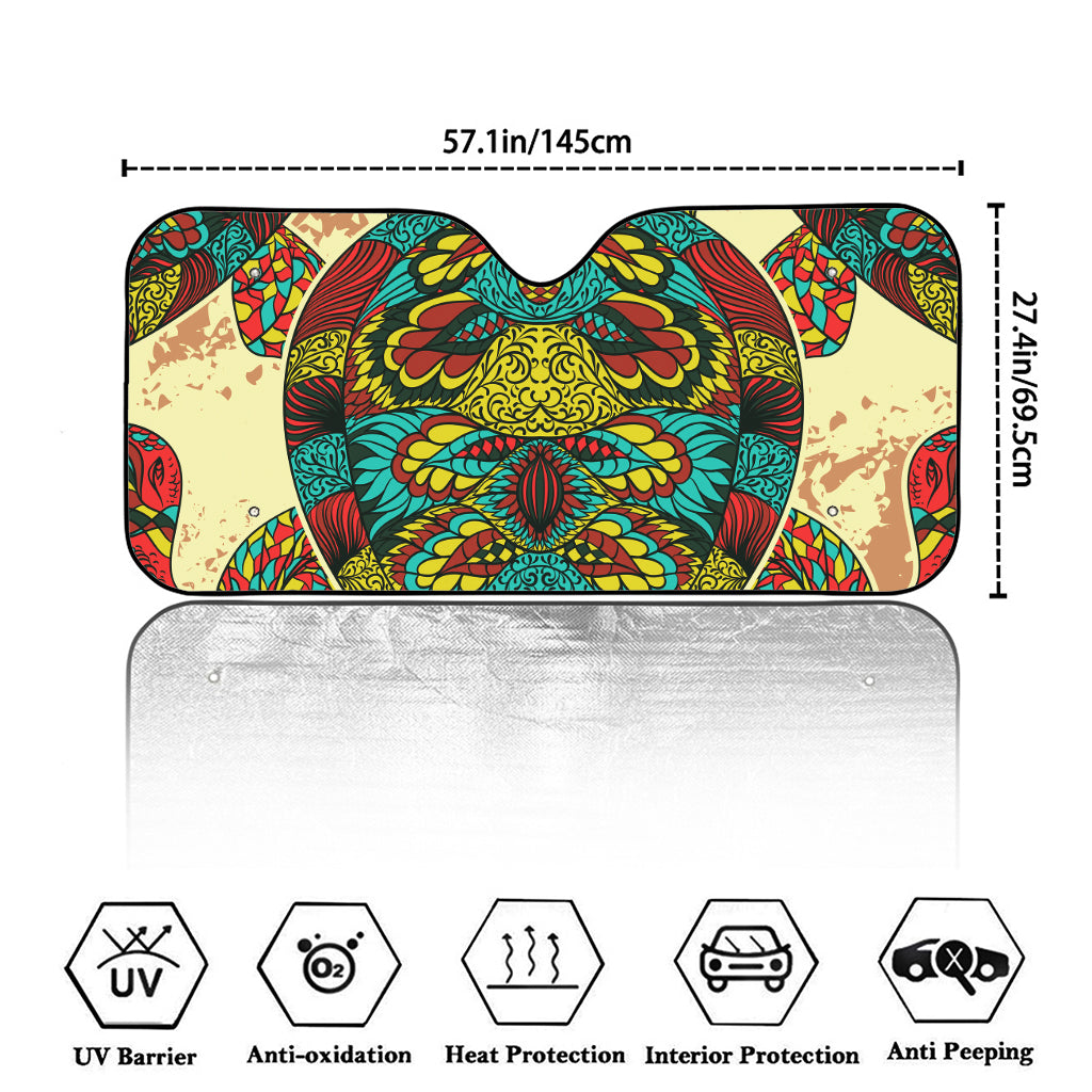 Native Bohemian Sea Turtle Print Car Windshield Sun Shade