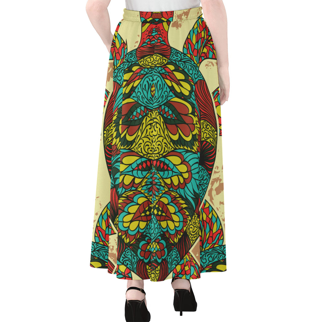 Native Bohemian Sea Turtle Print Chiffon Maxi Skirt