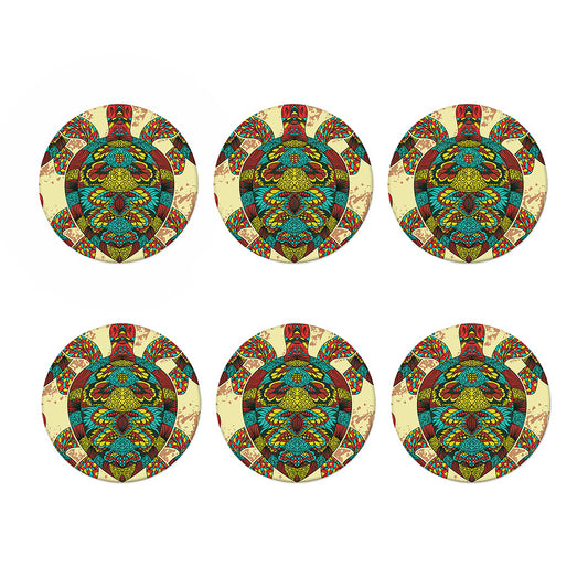 Native Bohemian Sea Turtle Print Coaster Set