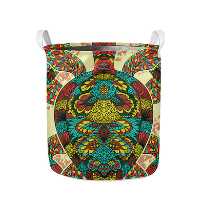 Native Bohemian Sea Turtle Print Collapsible Laundry Basket