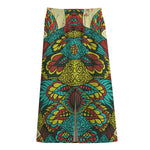 Native Bohemian Sea Turtle Print Cotton Front Slit Maxi Skirt