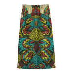 Native Bohemian Sea Turtle Print Cotton Front Slit Maxi Skirt