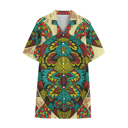 Native Bohemian Sea Turtle Print Cotton Hawaiian Shirt