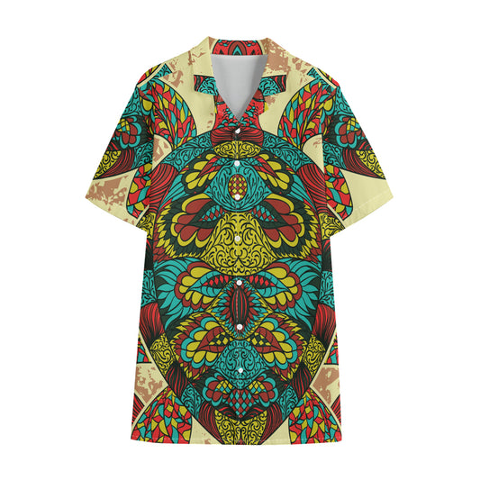 Native Bohemian Sea Turtle Print Cotton Hawaiian Shirt