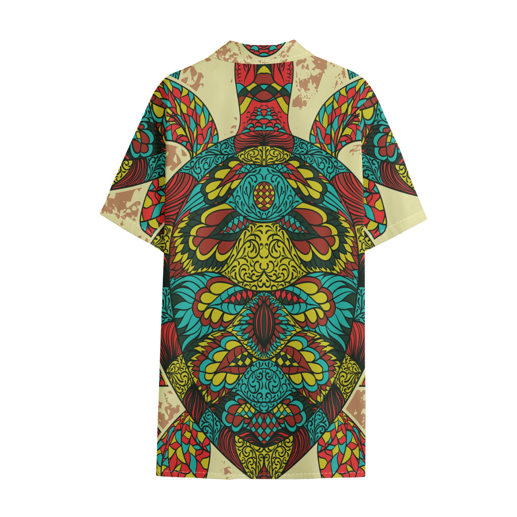 Native Bohemian Sea Turtle Print Cotton Hawaiian Shirt