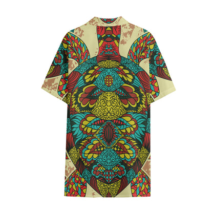 Native Bohemian Sea Turtle Print Cotton Hawaiian Shirt