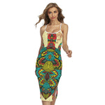 Native Bohemian Sea Turtle Print Cross Back Cami Dress