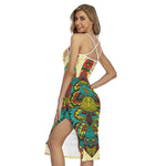 Native Bohemian Sea Turtle Print Cross Back Cami Dress