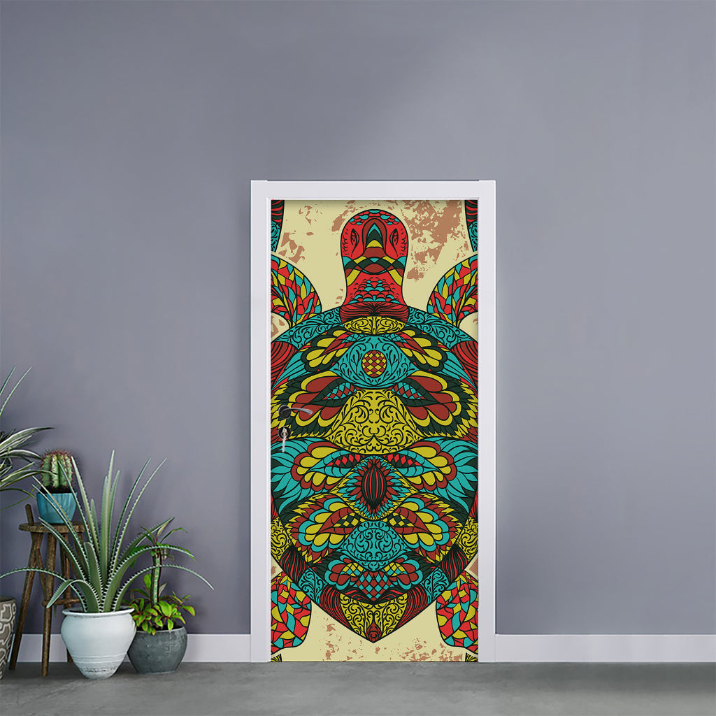 Native Bohemian Sea Turtle Print Door Sticker