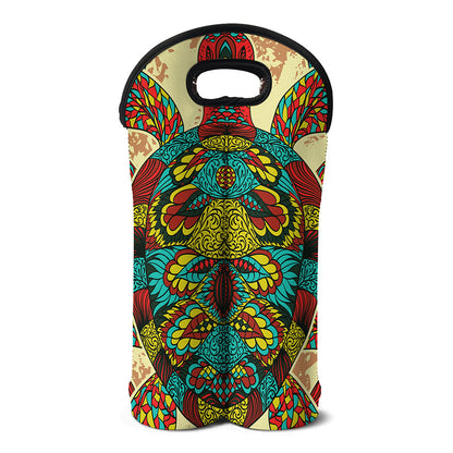 Native Bohemian Sea Turtle Print Double Neoprene Wine Tote