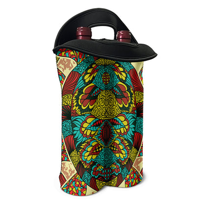 Native Bohemian Sea Turtle Print Double Neoprene Wine Tote