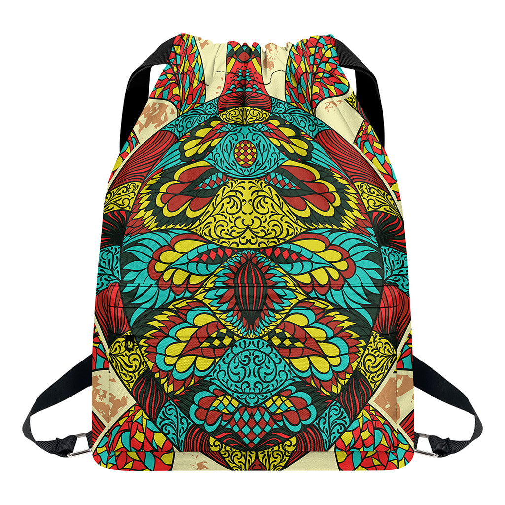 Native Bohemian Sea Turtle Print Drawstring Backpack
