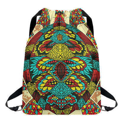 Native Bohemian Sea Turtle Print Drawstring Backpack