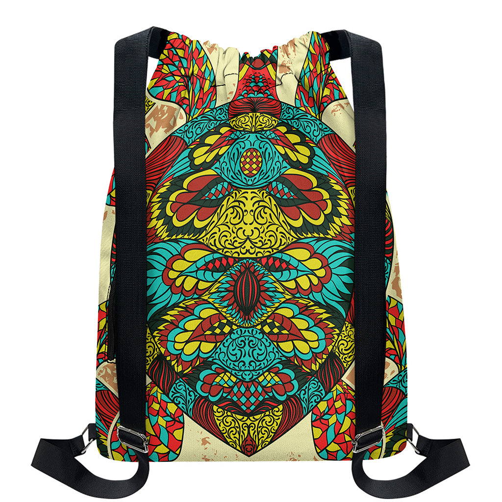 Native Bohemian Sea Turtle Print Drawstring Backpack