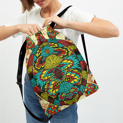 Native Bohemian Sea Turtle Print Drawstring Backpack