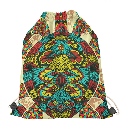 Native Bohemian Sea Turtle Print Drawstring Bag