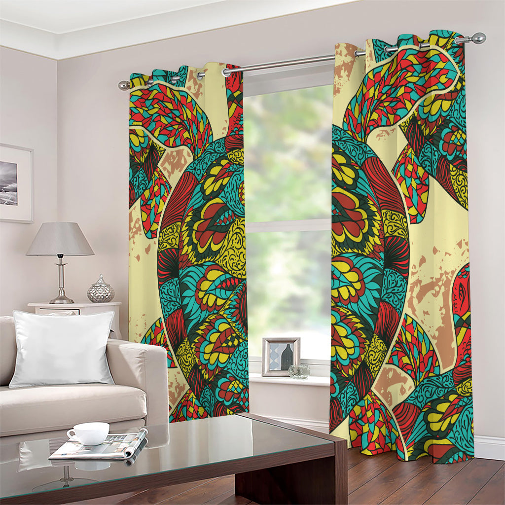 Native Bohemian Sea Turtle Print Extra Wide Grommet Curtains