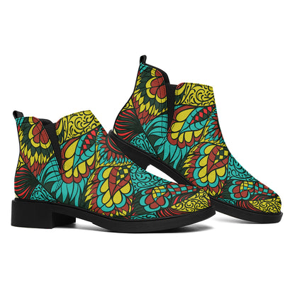 Native Bohemian Sea Turtle Print Flat Ankle Boots