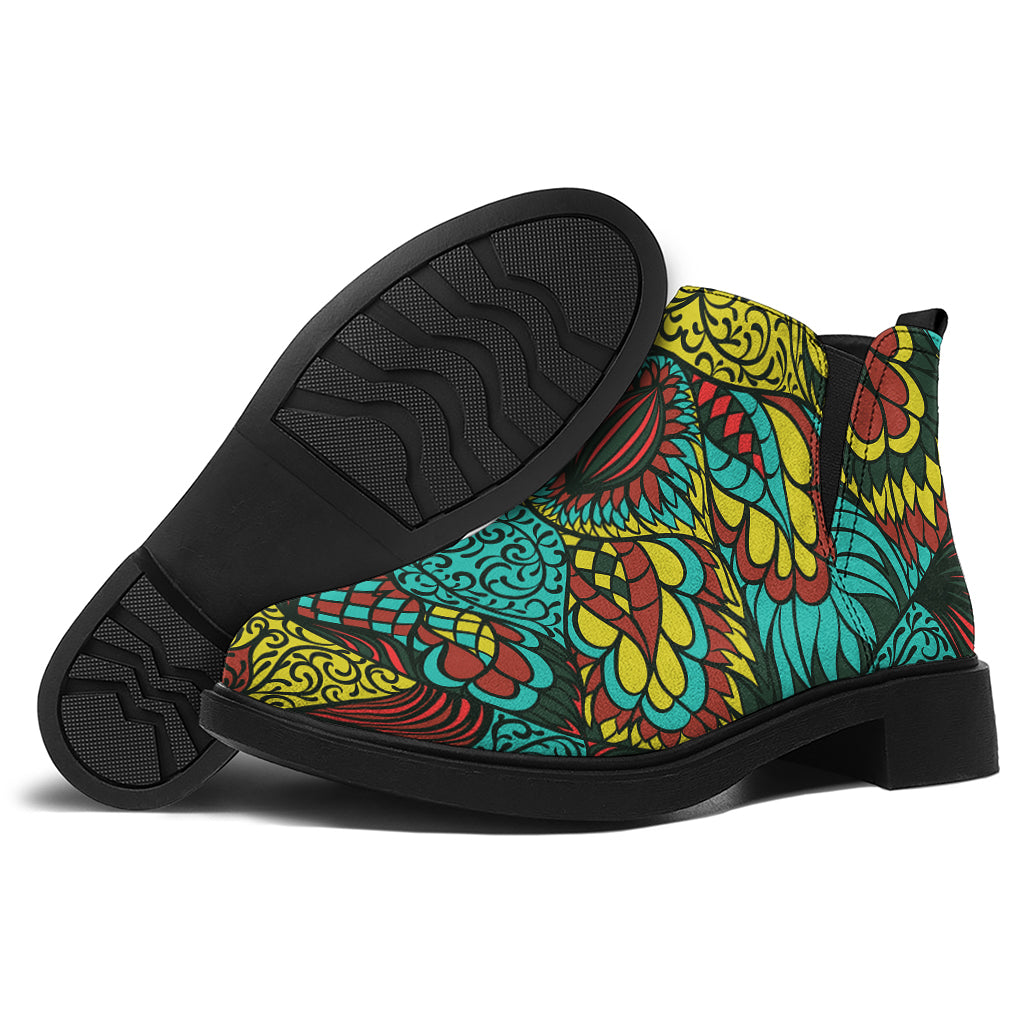 Native Bohemian Sea Turtle Print Flat Ankle Boots