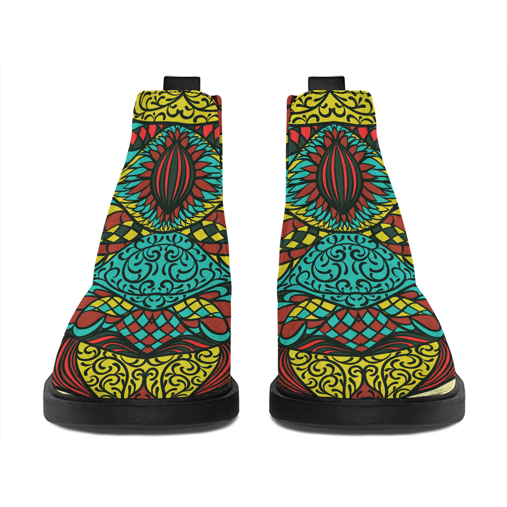 Native Bohemian Sea Turtle Print Flat Ankle Boots