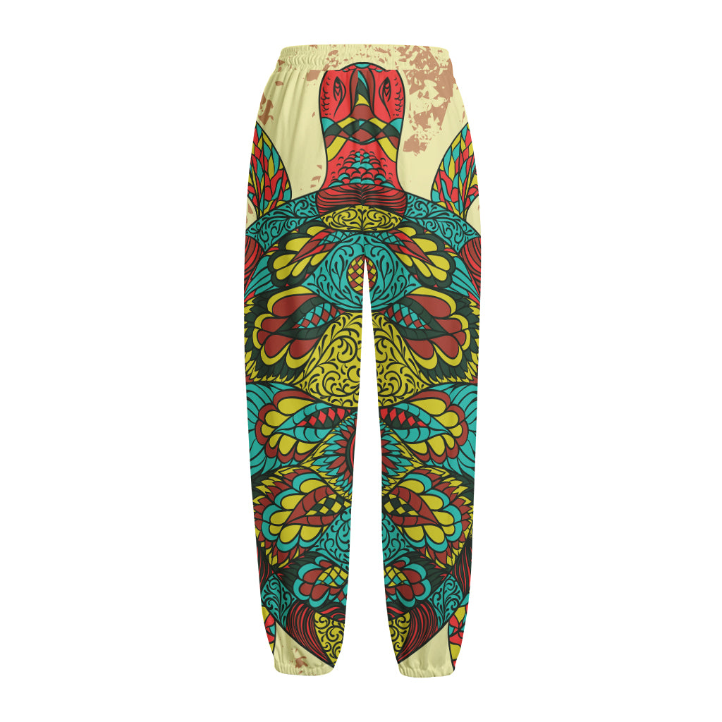 Native Bohemian Sea Turtle Print Fleece Lined Knit Pants