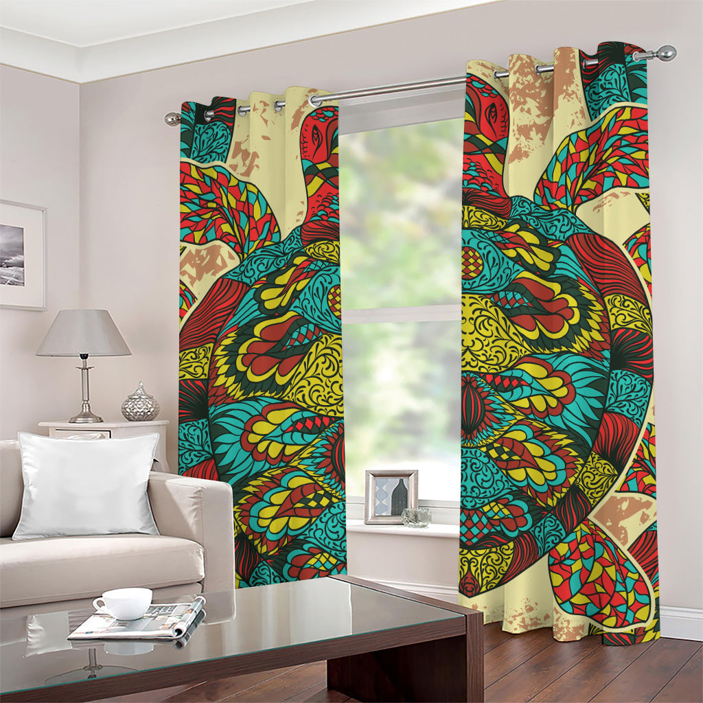 Native Bohemian Sea Turtle Print Grommet Curtains