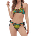 Native Bohemian Sea Turtle Print Halter Scoop Tie Side Bikini