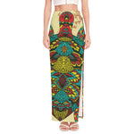 Native Bohemian Sea Turtle Print High Slit Maxi Skirt