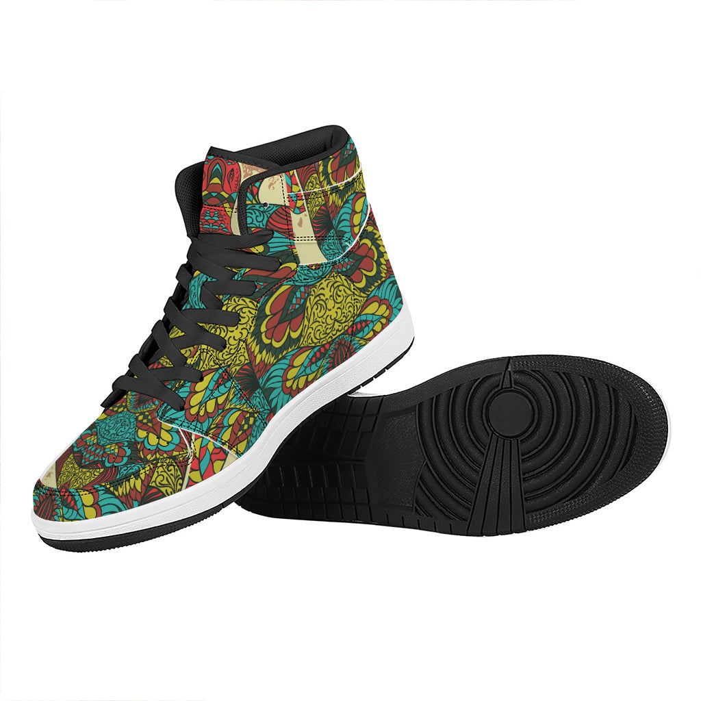 Native Bohemian Sea Turtle Print High Top Leather Sneakers
