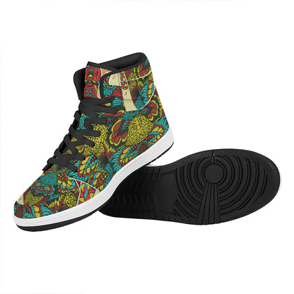 Native Bohemian Sea Turtle Print High Top Leather Sneakers