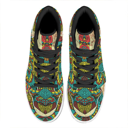 Native Bohemian Sea Turtle Print High Top Leather Sneakers