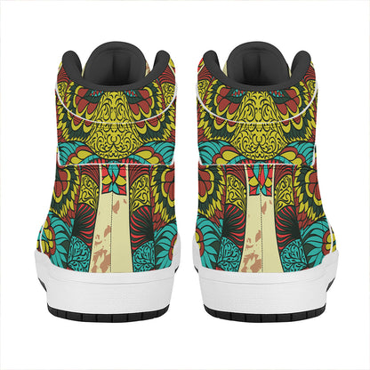 Native Bohemian Sea Turtle Print High Top Leather Sneakers