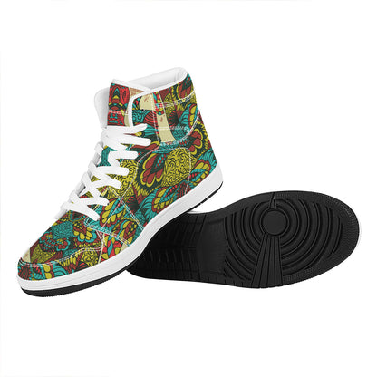 Native Bohemian Sea Turtle Print High Top Leather Sneakers