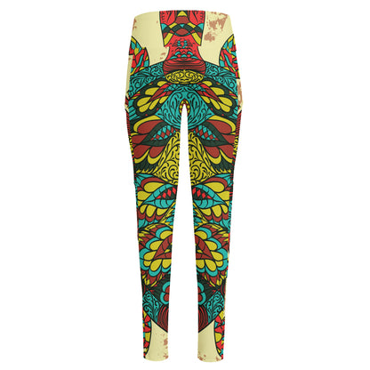 Native Bohemian Sea Turtle Print High-Waisted Pocket Leggings