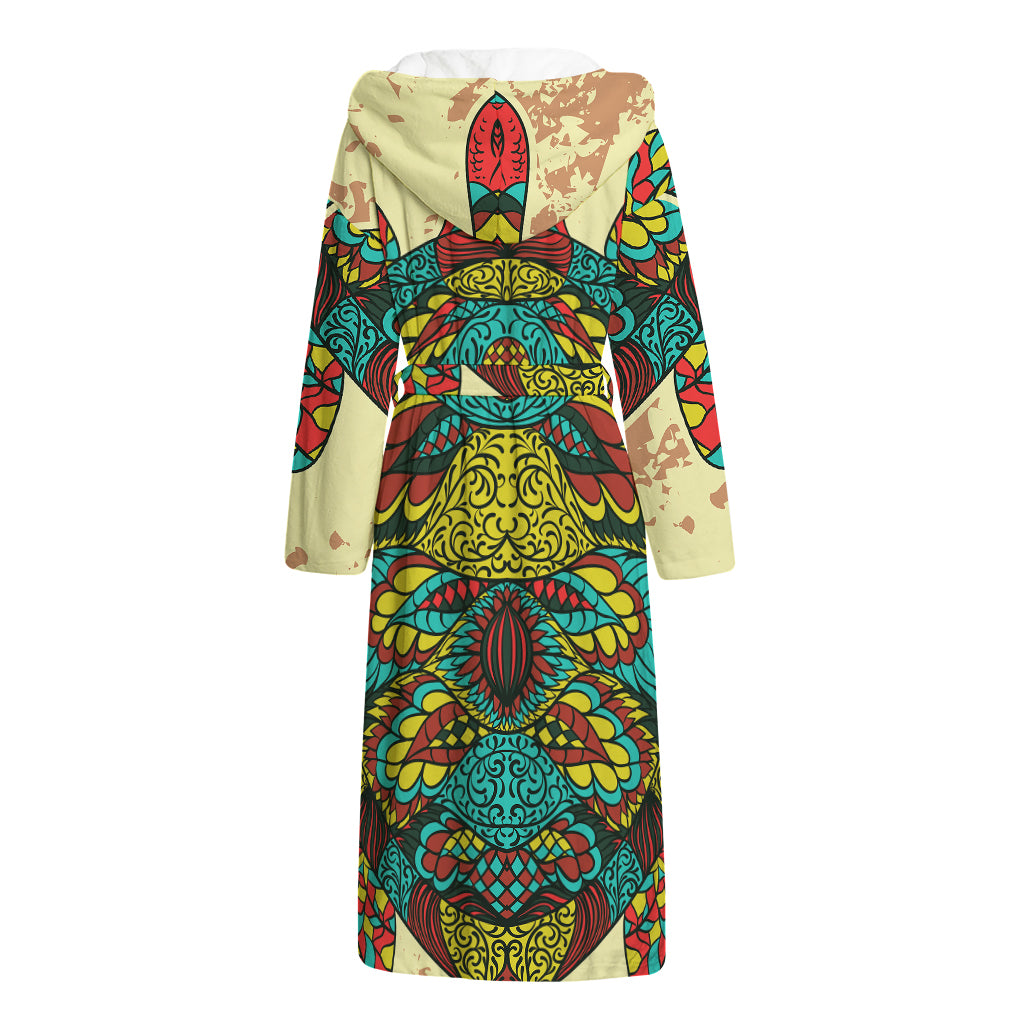 Native Bohemian Sea Turtle Print Hooded Bathrobe