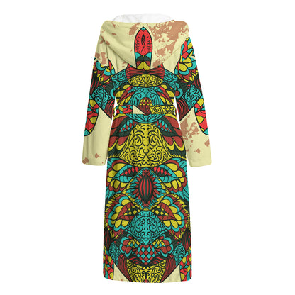 Native Bohemian Sea Turtle Print Hooded Bathrobe