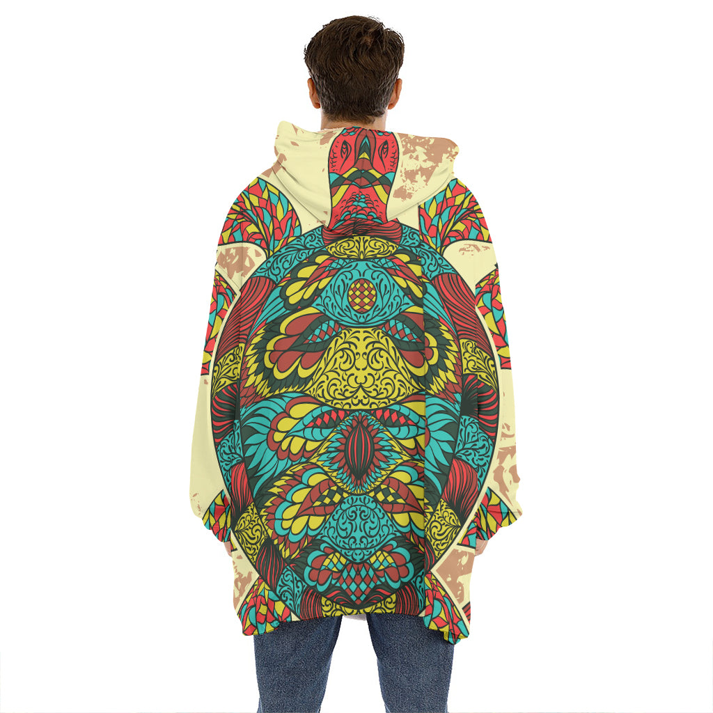 Native Bohemian Sea Turtle Print Hoodie Blanket