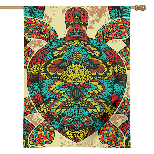 Native Bohemian Sea Turtle Print House Flag