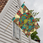 Native Bohemian Sea Turtle Print House Flag