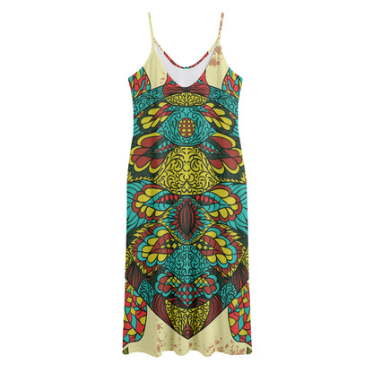 Native Bohemian Sea Turtle Print Jersey Midi Cami Dress