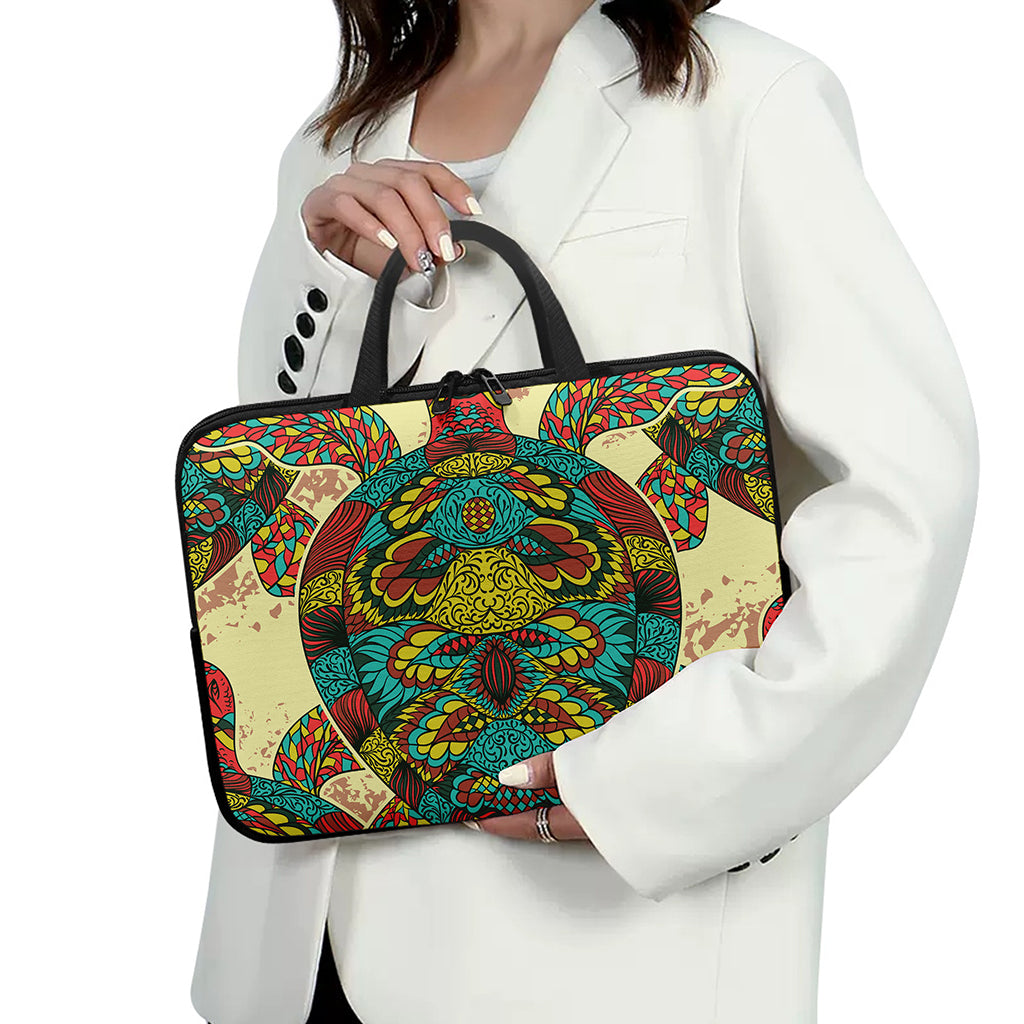 Native Bohemian Sea Turtle Print Laptop Sleeve With Handle