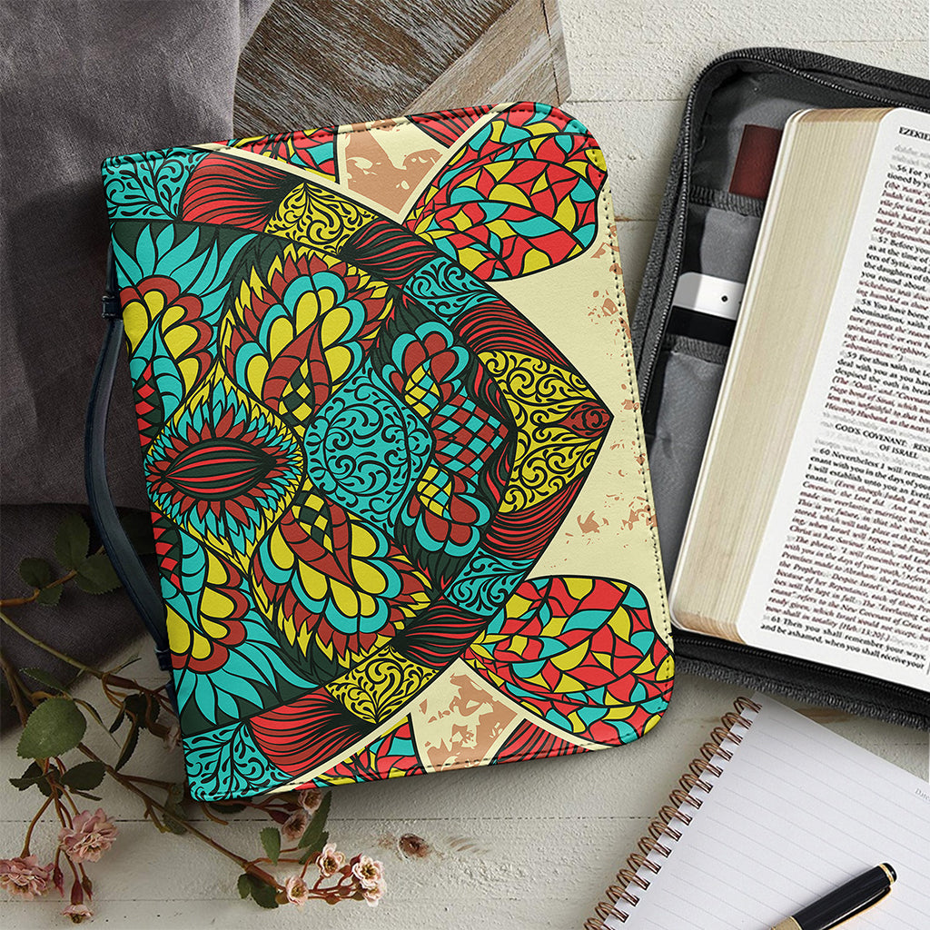 Native Bohemian Sea Turtle Print Leather Bible Cover