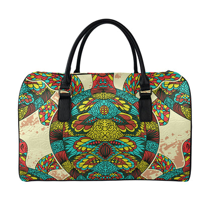 Native Bohemian Sea Turtle Print Leather Duffle Bag