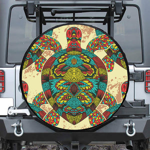 Native Bohemian Sea Turtle Print Leather Spare Tire Cover